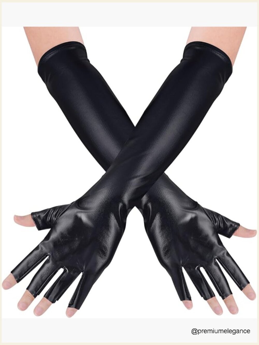 Shiny Metallic Long Fingerless Gloves Half Gloves Costume Accessory